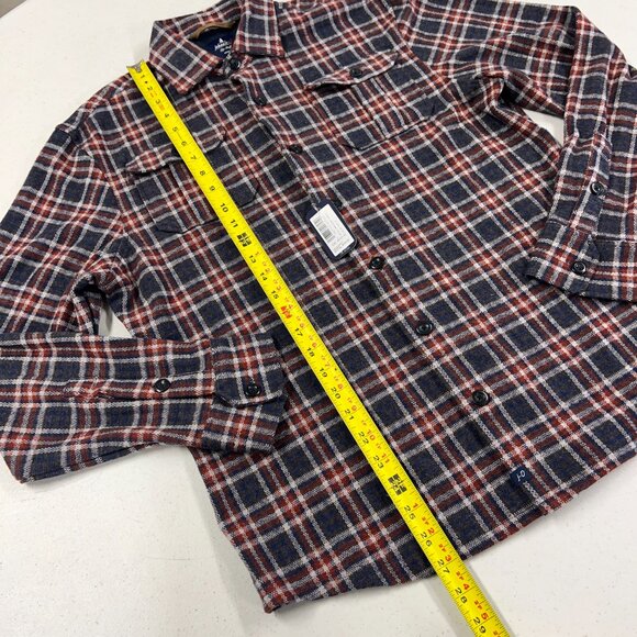 johnnie-O Jimmy Stretch Knit Flannel Lodge Shirt Creole NWT Medium ORANGE BLUE - Picture 2 of 8